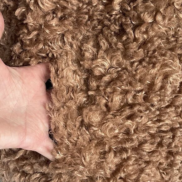 INC Small Faux Fur Vest Full-Zip Sleeveless Lined Pockets Collared Clay Tan New - Picture 8 of 12